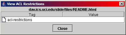 View ACL Restrictions Dialog