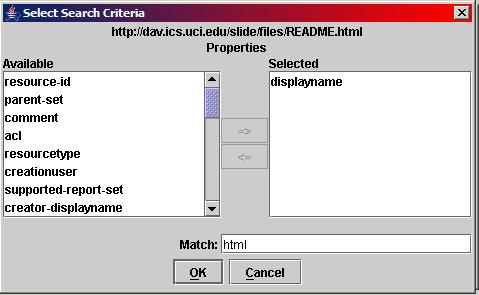 Select Search Criteria Dialog