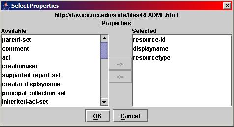 Select Properties Dialog